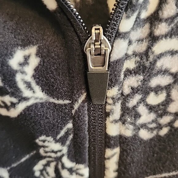 Medium Lands End Womens Jacket Full Zip Front Fleece Black White Pockets NEW - Picture 4 of 12